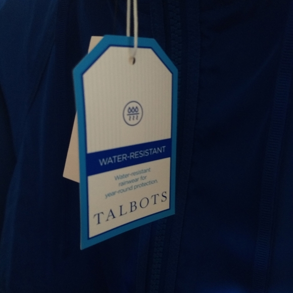 Royal Blue Talbots Hooded Rain Jacket Size Petite Small PS - Picture 9 of 11